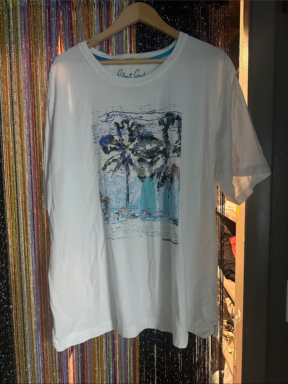 Robert Graham White Graphic Palm Tree Tee